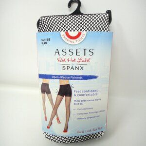 SPANX Assets Shaping Tights Red Hot Label  Fishnets Black sz 5/E